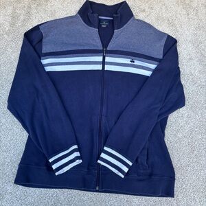 Brooks Brothers Men's XL Full Zip 100% Cotton Light Weight Fleece Jacket Blue